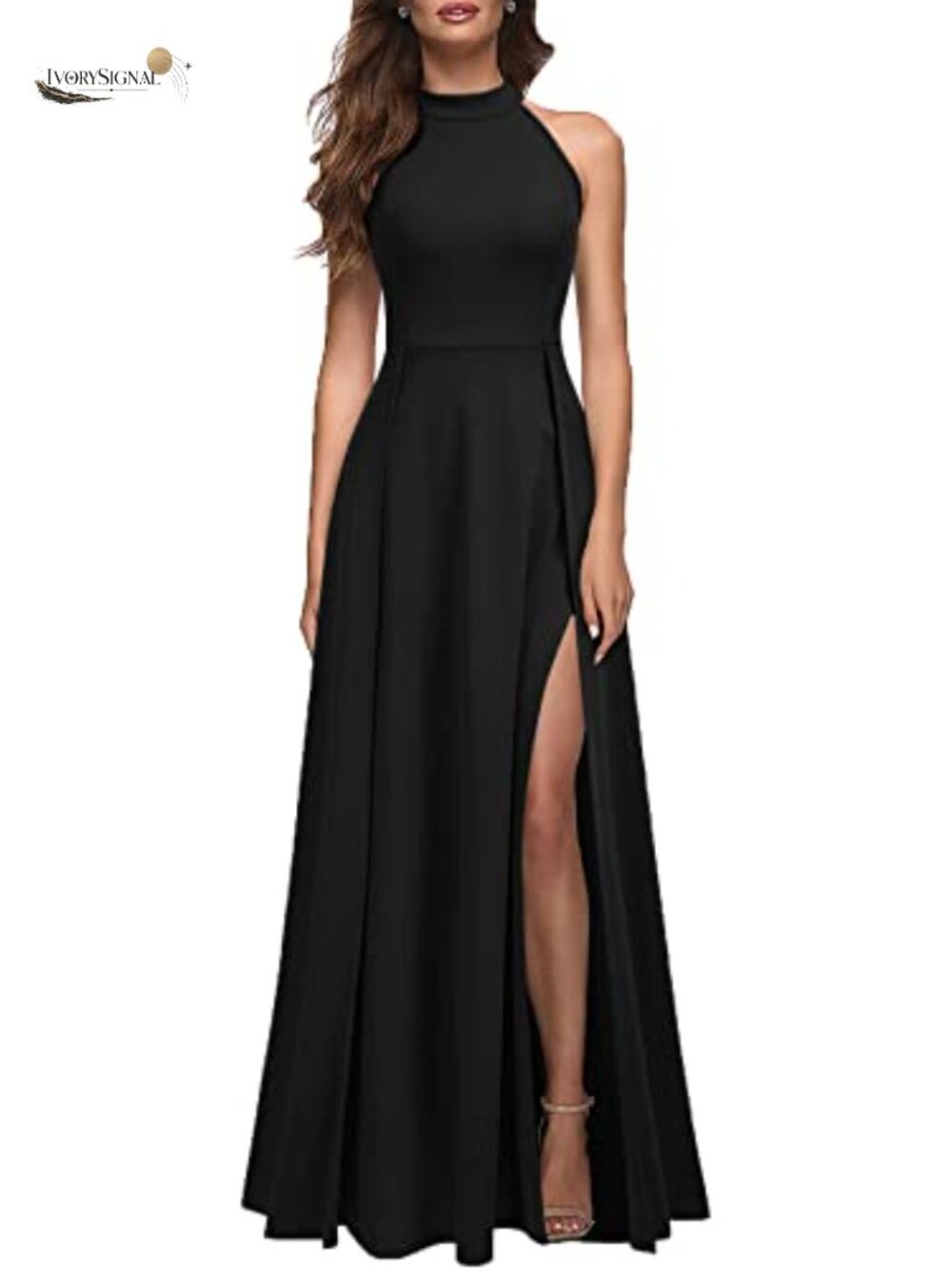 Halter Neck Bodycon Maxi Dress Formal Evening Party Sleeveless Split